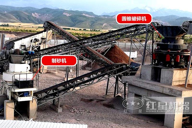 河卵石制沙机生产线现场 河卵石制沙机生产线现场